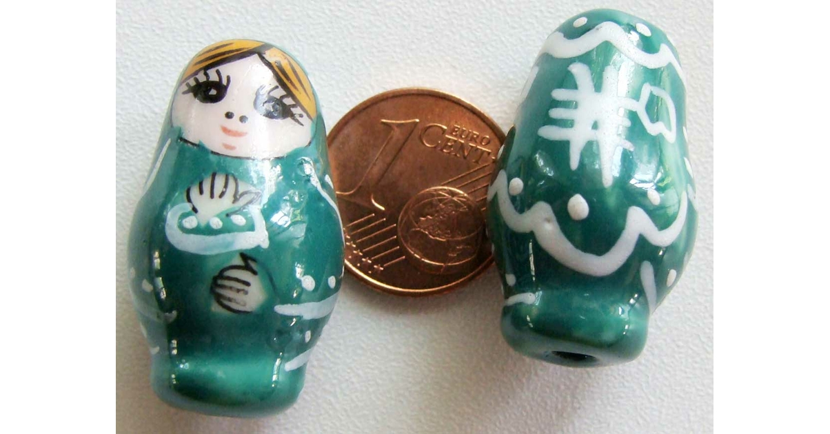 Poupées Russes AEVVV Matrioshka Lot De 7 En Foulard Vert Et Sarafan